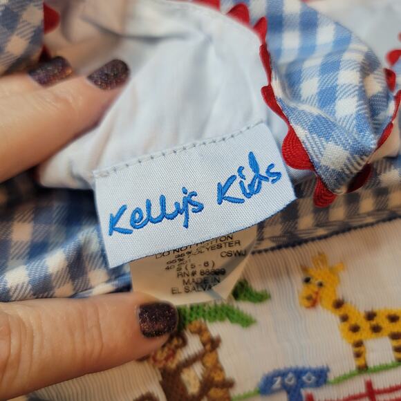 Kelly's Kids- Girls Gingham animal maxi dress- size small (5-6) - Picture 4 of 5
